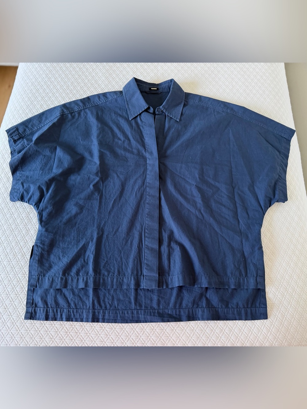 Monrow Navy Blue Button-Up Blouse
